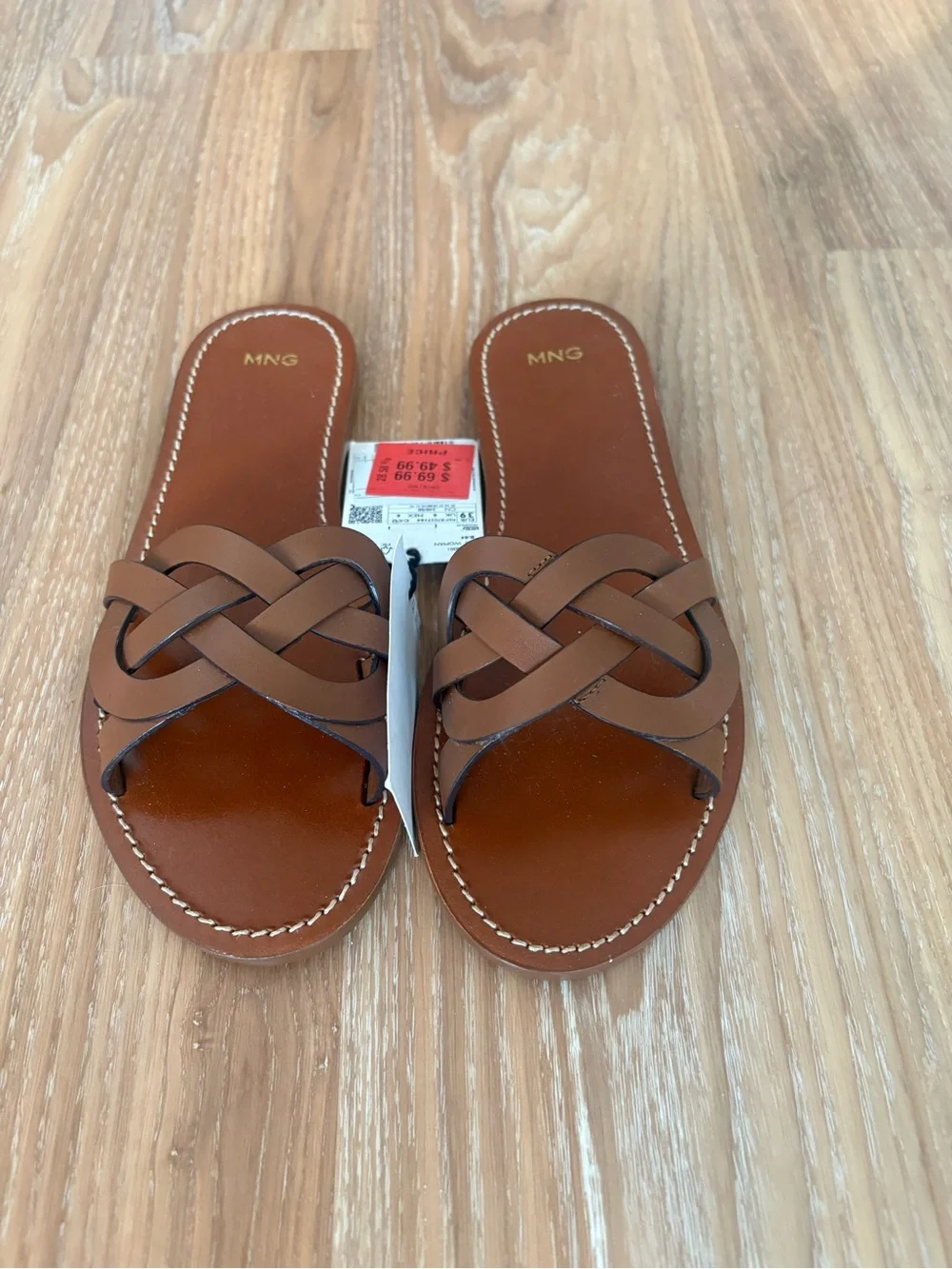 Mango Brown Braided Slide Sandals